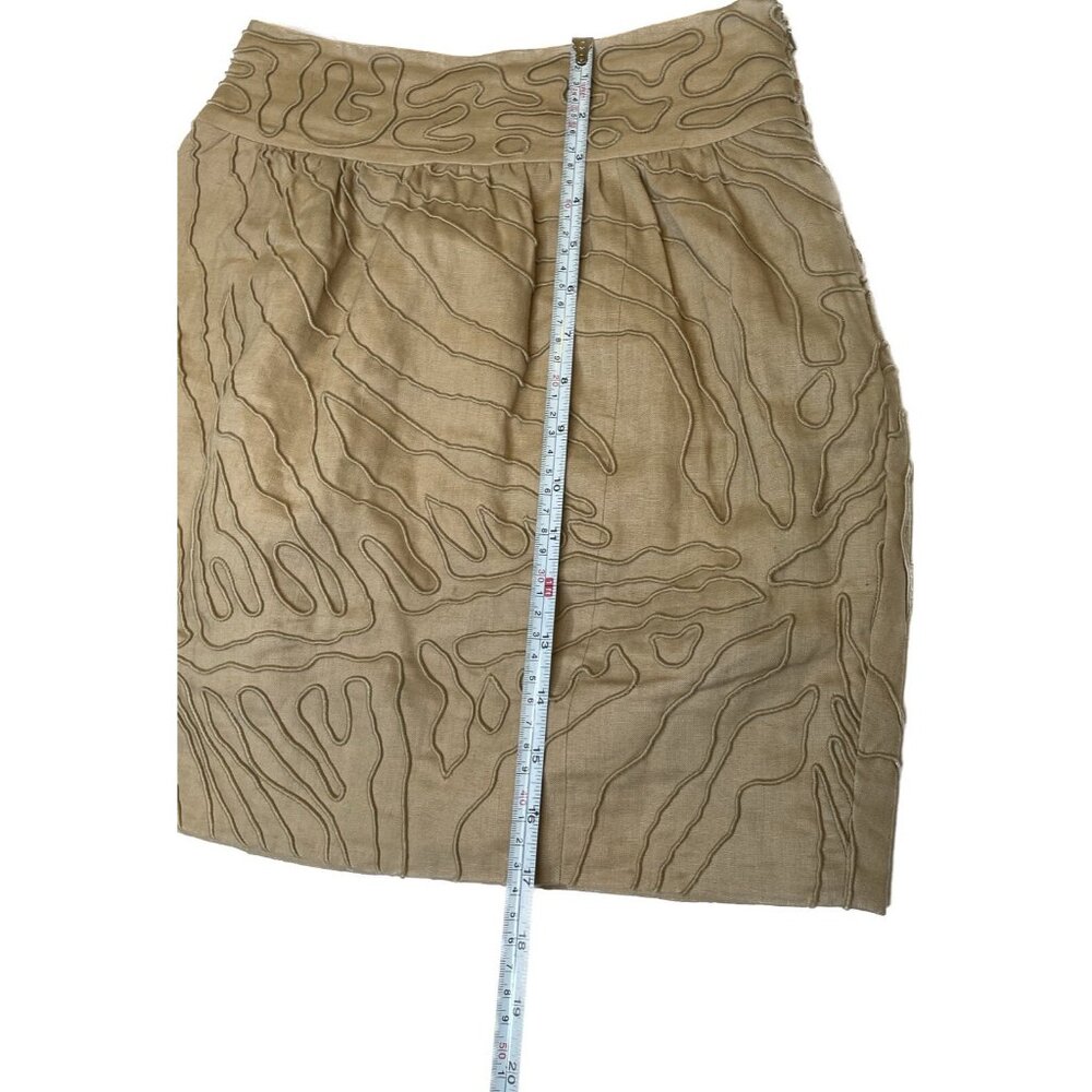 DVF Paquerita Linen Mini Skirt Beige XS 2 Textured Embroidered Boho Chic - Picture 12 of 13